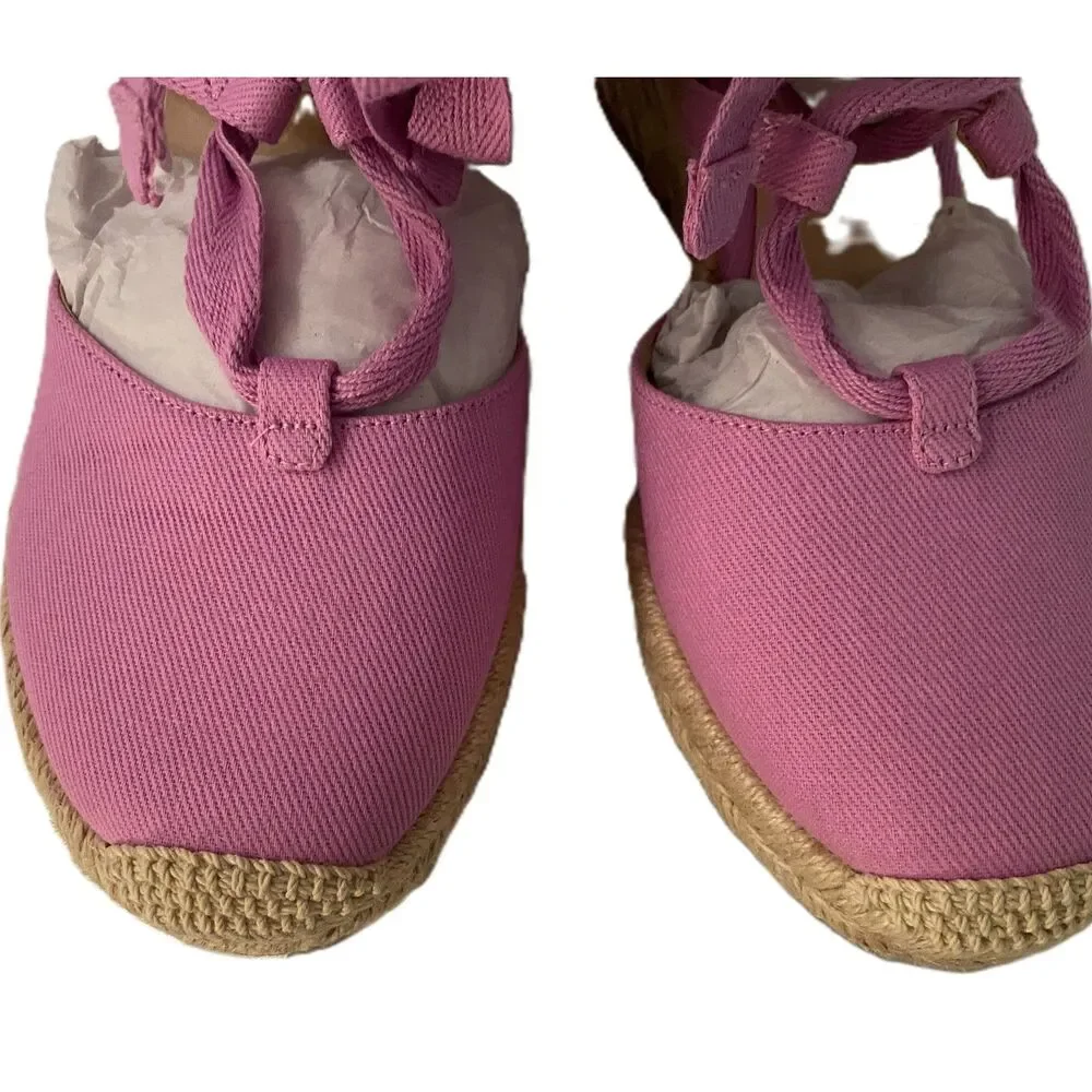 NWT + box, Stuart Weitzman Altdup Canvas Espadrille Wedge Sandal Lilac 8B